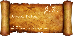 Jakobi Kolos névjegykártya